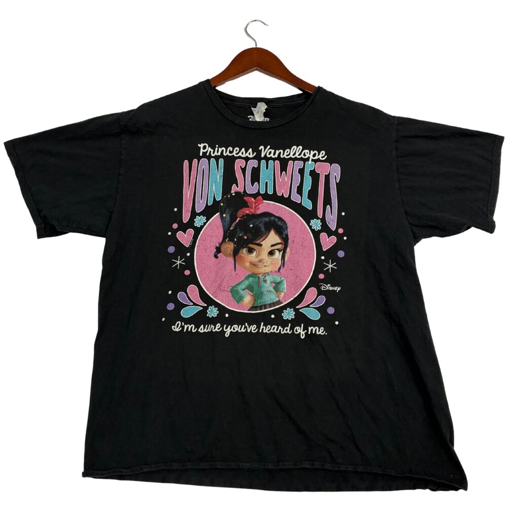 Disney Vanellope Von Schweetz Wreck-It Ralph Black Graphic T-Shirt Womens XL